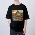 日本の風景 COOL JAPANの日本の風景、お城　Japanese castle オーバーサイズTシャツ