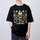 Prosperous Peony 6のバンド風Tシャツ　髑髏 Oversized T-Shirt