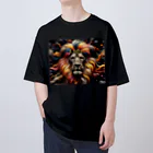 PALA's SHOP　cool、シュール、古風、和風、のLION　face２ オーバーサイズTシャツ