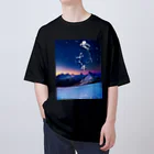 筆文字デパート【書家/書道家 伊藤月山（白水）】のBIGサイズTシャツ【雪のふる峰 ～snow-capped peak～】美しい筆文字 Oversized T-Shirt