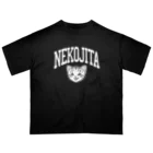 nya-mew（ニャーミュー）の猫舌カミングアウト_ホワイト オーバーサイズTシャツ