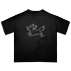 Chiyo.Wan(🐕🕊️のお店)のHanemimi犬　(白黒) Oversized T-Shirt