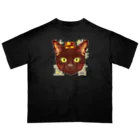 トロ箱戦隊本部の甘党宣言 黒猫さん オーバーサイズTシャツ