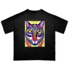 miamissioneのカラフルでエスニックテイストでポップな猫－Colorful, ethnic flavored, pop cat. オーバーサイズTシャツ