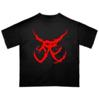 Hachijuhachiの死　DEATH METAL LOGO RED オーバーサイズTシャツ