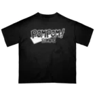 mf@PomPomBlogのPom Pom Blog Logo 2nd（white） Oversized T-Shirt