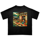 日本の風景 COOL JAPANの日本の風景:縁側でスイカを食べる オーバーサイズTシャツ