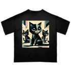 スタイル112の黒猫　キュビズム01 オーバーサイズTシャツ