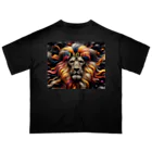 PALA's SHOP　cool、シュール、古風、和風、のLION　face２ オーバーサイズTシャツ