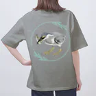 やちよ｜リアル鳥イラストのササゴイさん_鮎ゲット Oversized T-Shirt