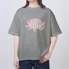 おばけ植物園のおばけ花（キク）ピンク オーバーサイズTシャツ
