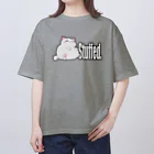 TMJ worksのぐうたら白猫。stuffed. オーバーサイズTシャツ