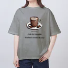 Love and peace to allのホットチョコレートとメッセージ オーバーサイズTシャツ