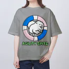 ehime@けだま&もち＆すみのAGILITY SPITZ「ぴょ〜んと飛ぶよ」 オーバーサイズTシャツ