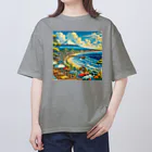 日本の風景 COOL JAPANの日本の風景:カフェから見える富士山と湘南の海 Oversized T-Shirt