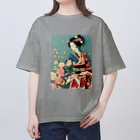 MistyStarkの着物女性の切り絵アート　―　Kimono woman paper-cutting art　ー オーバーサイズTシャツ