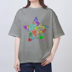 LalaHangeulのハングルスター　ポップカラー オーバーサイズTシャツ