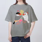 Lily bird（リリーバード）の粟穂をプレゼント 桜&白文鳥 オーバーサイズTシャツ