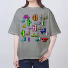 LalaHangeulのカラフルなハングル母音 オーバーサイズTシャツ