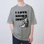 真希ナルセ（マキナル）のI LOVE SHIBA INU（新バージョン・黒柴） オーバーサイズTシャツ