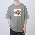 イノシシライフ INOsisiLIFEのやさしイノのほほえみ・白い正方形枠（濃色の生地用） Oversized T-Shirt