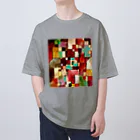 世界の絵画アートグッズのパウル・クレー《レッドグリーンとバイオレットイエローのリズム》 オーバーサイズTシャツ