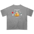 イラスト MONYAAT の腹ペコゲージ　ピザ　B*Ｌ配置 オーバーサイズTシャツ