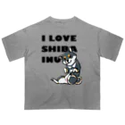 真希ナルセ（マキナル）のI LOVE SHIBA INU（新バージョン・黒柴） オーバーサイズTシャツ