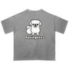 ペキニーズくらぶ（SUZURI支店）のペキニーズ・ホワイト（サマーカット）（全身） Oversized T-Shirt