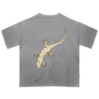 LalaHangeulのJapanese gecko(ニホンヤモリ)　英語デザイン オーバーサイズTシャツ