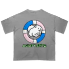 ehime@けだま&もち＆すみのAGILITY SPITZ「ぴょ〜んと飛ぶよ」 オーバーサイズTシャツ