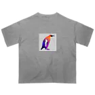 mirinconixの紫からオレンジのグラデーションのペンギン オーバーサイズTシャツ