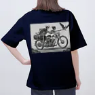 Skull sectionのバイクとドクロ（黒メイン） オーバーサイズTシャツ