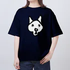 せいろ飯店のびっくりした犬（白塗り） オーバーサイズTシャツ