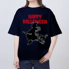 ねこふんじゃダメの魔女っ子猫のハッピーハロウィン オーバーサイズTシャツ