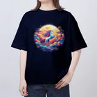 HMTの幻想馬と月「fantasy horse and moon」 オーバーサイズTシャツ