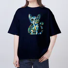 大人かわいい動物の世界のカラフル猫 オーバーサイズTシャツ