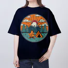 akicamの富士山とキャンプ オーバーサイズTシャツ