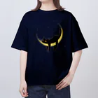 Yoshisyanの下弦の月と猫 オーバーサイズTシャツ