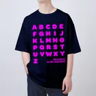 PyriteDesignの26 letters in the alphabet【Tshirt】【Design Color : Pink】【Design Print : Front】 オーバーサイズTシャツ