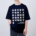 PyriteDesignの26 letters in the alphabet【Tshirt】【Design Color : White】【Design Print : Front オーバーサイズTシャツ