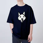 せいろ飯店のびっくりした犬（白塗り） オーバーサイズTシャツ