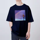 ちるまの店の虹と電柱 Oversized T-Shirt