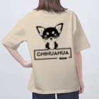furebuhi　clubの白黒美犬、おすわりチワワ オーバーサイズTシャツ