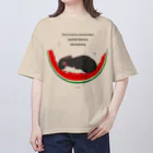 teruteQ chinchilla illustrator suzuri店のすやすや西瓜チンチラ オーバーサイズTシャツ