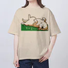 chizuruの柴犬落ちてる（茶）背景グリーン オーバーサイズTシャツ