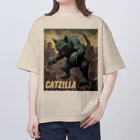 HappyFaceMarketのゴジラになりたい猫 CATZILLA Oversized T-Shirt