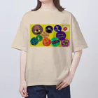 PAW WOW MEOWの80年代風ステッカー☆彡 オーバーサイズTシャツ