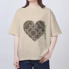 【松】黒金アートこぎん和紙和柄のkoginとハート(モノ） Oversized T-Shirt