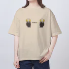 ビールとアート TM-3 Designの名画 × BEER（ムンクの叫び・Wムンク）黒線画 Oversized T-Shirt